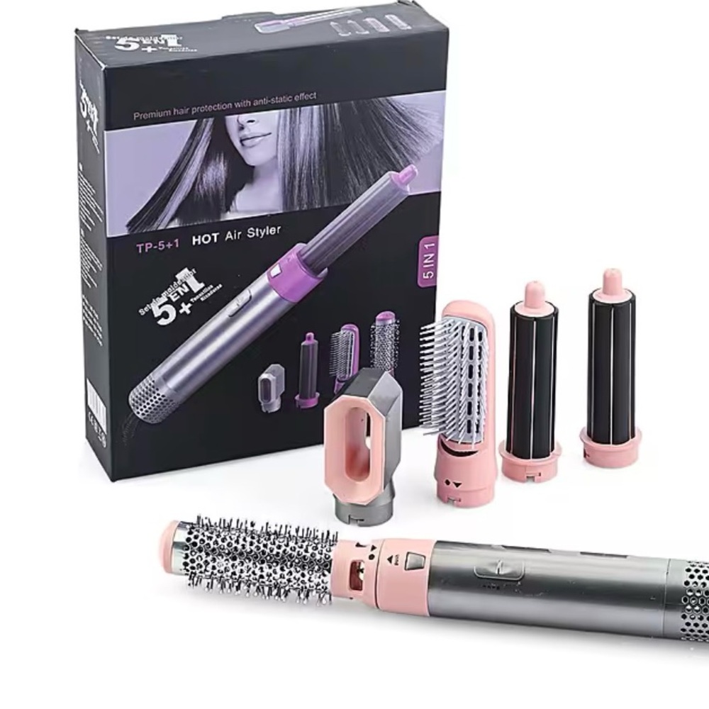 5-in-1 Pink and Gray Hot Air Styler Brush for Women      Box 8